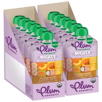 Plum Organics Mighty 4 Toddler Food, Banana, Peach, Pumpkin, Carrot, Greek Yogurt and Oat, 12 Pack