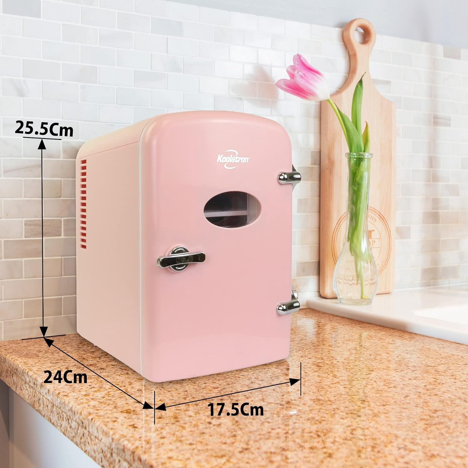 Fridge - 6 Can Refrigerator for Bedroom Office, Portable Table Top Beverage Cooler, 12V 110V Refrigerador For Drinks, Soda, Wine, Use In Car, Dorm, Outdoor,