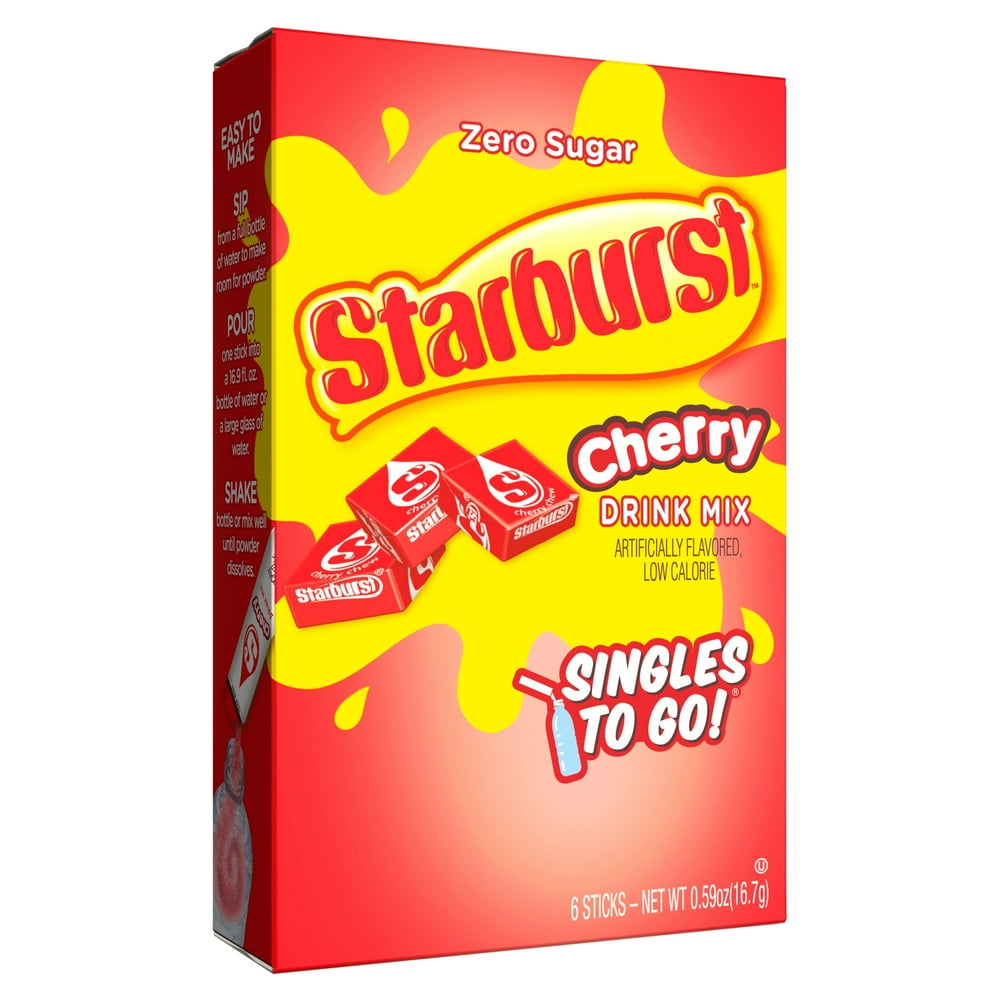 Starburst Singles to Go! Zero Sugar Cherry Drink Mix, 6 count, 0.59 oz