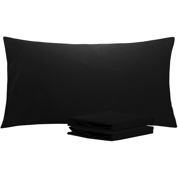 King Pillowcases Set of 2, 100% Brushed Microfiber, Soft and Cozy, Wrinkle, Fade, Stain Resistant with Envelope Closure, 20 x 40 Inches, Black
