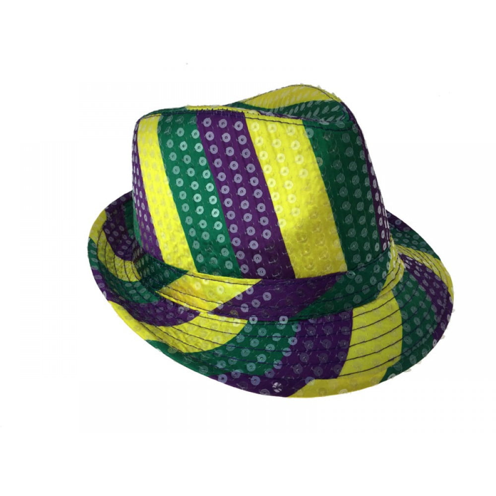 Mardi Gras Sequined Fedora Hat Purple 