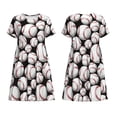 thumbnail image 3 of Bixox Robe d'Été à Manches Courtes pour Femmes Robe Ample Longueur Genou avec Poches-Ball Baseball Mignon, 3 of 7