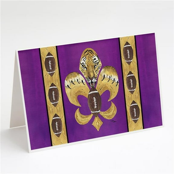 Tiger Football Fleur De Lis Greeting Cards & Envelopes - Pack of 8