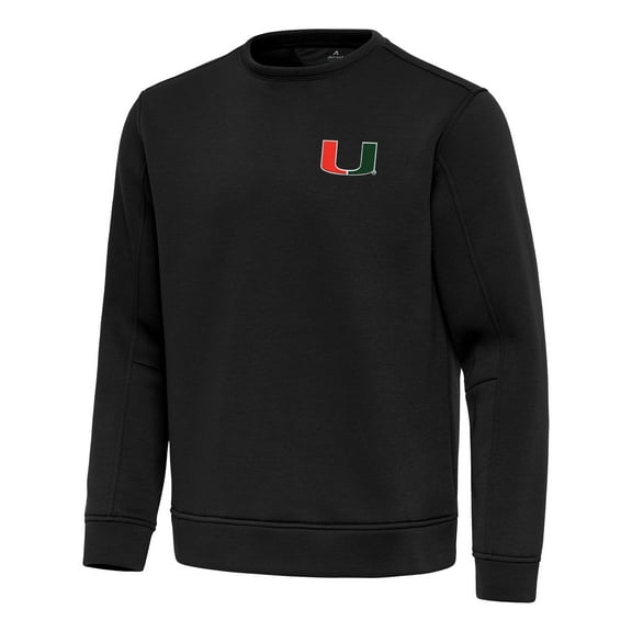 Men's Antigua Black Miami Hurricanes Relevant Lightweight Pullover Sweatshirt