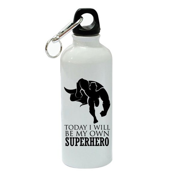 Today I Will Be My Own Superhero White Aluminum Sports 20 oz Water Bottle