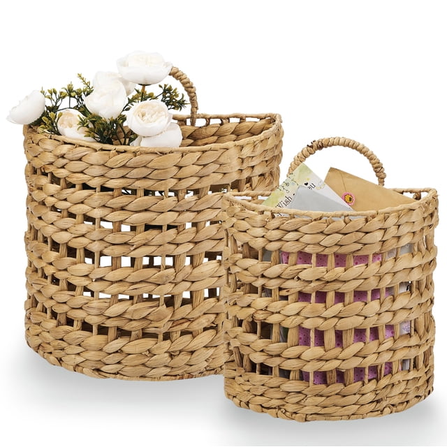 Set de 2 cestas colgantes de mimbre 84ECO para correo y flores