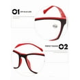 thumbnail image 4 of 3 Pairs of Black Retro Rectangle Bifocal Reading Glasses 1.00-4.00 for men womenClassic Presbyopic Glasses Spring Hinge Readers 1.00-4.00 Strength ﻿ ﻿,Brown Red Blue,+4.00 strength, 4 of 11