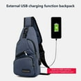 thumbnail image 5 of USB Charging Crossbody Chest Bag with Headphone Hole - Multipurpose Sling Backpack + Hiking Shoulder Bag, 1-Piece Nylon Waterproof, for Men/Women Travel & Outdoor, Adjustable Messenger Daypack, 5 of 6