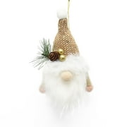Holiday Time Gold Silver Theme Cute Gold and White Fabric Fur Gnome Figurine Ornament