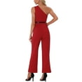 thumbnail image 3 of INSPIRE CHIC One-Shoulder Rompers for Women's Dressy Sleeveless Belt Wide Leg Jumpsuit, 3 of 4