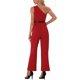 thumbnail image 3 of INSPIRAR CHIC Mono Hombro Overoles para Mujeres Vestido Sin Mangas Cinturón Pierna Ancha Mono Rojo L, 3 of 5
