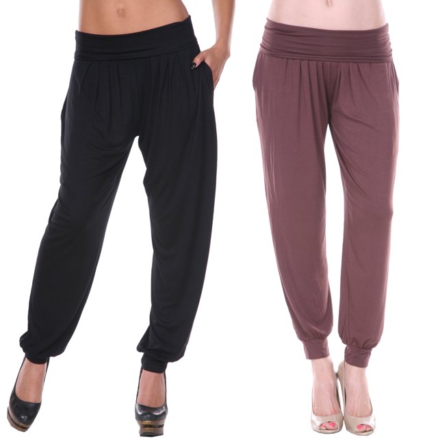 White Mark Pantalon de Jogging Harem Taille Haute pour Femmes, Lot de 2