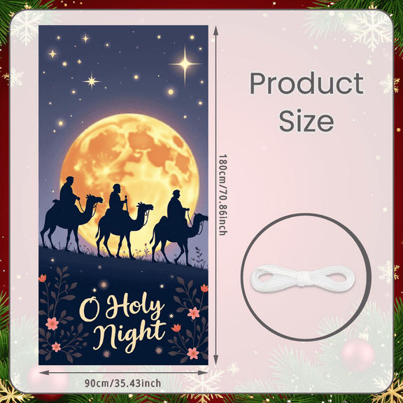 Colorful Decorative O Holy Night Banner for Christmas Party Holiday Celebration Event