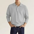 thumbnail image 3 of Ketyyh-chn99 Polo Shirts for Mens Golf Polo Shirts Men's And Big Men's Shirts Long Sleeve Tops for Men Collared Pullover Polo Shirts Grey,XL, 3 of 5