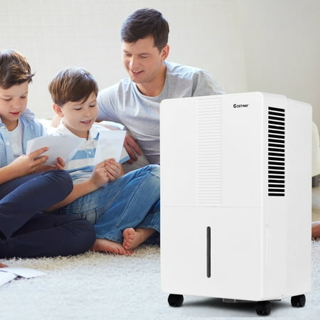 Costway Portable 70 Pint Dehumidifier Humidity Control Up to 4500 Sq.Ft. W/ Fan Wheels