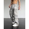 thumbnail image 3 of Pantalones cargo rectos de camuflaje de trekking gris para hombre Pantalones de hombre Ropa de algodón ancha Spandex Ajuste regular Diseñador Nuevo en, 3 of 4