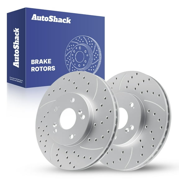 AutoShack Front Vented Drilled & Slotted Coated Brake Rotors Silver Matte Finish 2-PC Set Replacement for 2006-2009 Honda Accord 2009-2014 Acura TSX TurboGuard 11.81" (299.9 mm)