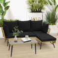 thumbnail image 2 of Costway 3 PCS L-Shaped Patio Sofa Set Conversation Furniture with Cushions Deck Garden black, 2 of 10