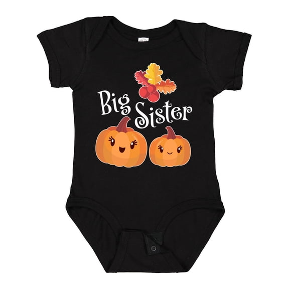 Inktastic Big Sister Pumpkins with Fall Leaves Girls Baby Bodysuit
