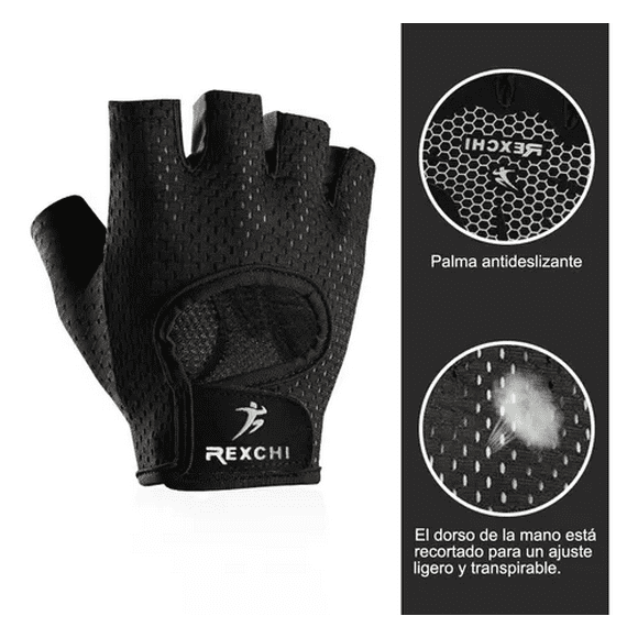 Guantes Gym Deporte Crossfit Unisex Negro-M Malubero Malu1795