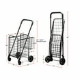 thumbnail image 3 of Costway Folding Shopping Cart Jumbo Basket Rolling Utility Trolley Adjustable Handle, 3 of 10