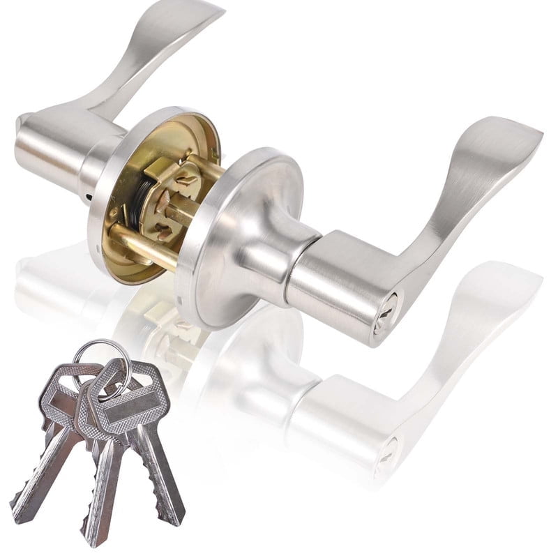 The stainless steel design of the indoor door handle lock with key is suitable for use as a front door lock, rear door lock or bedroom door lock, providing ideal privacy protection and security, 1PCS