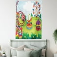 thumbnail image 4 of Circus Tapestry, Circus and Theme Park Design Carousel Amusement and Excitement Theme Trees Forest, Wall Hanging for Bedroom Living Room Dorm Decor, 60W X 80L Inches, Multicolor, by Ambesonne, 4 of 5