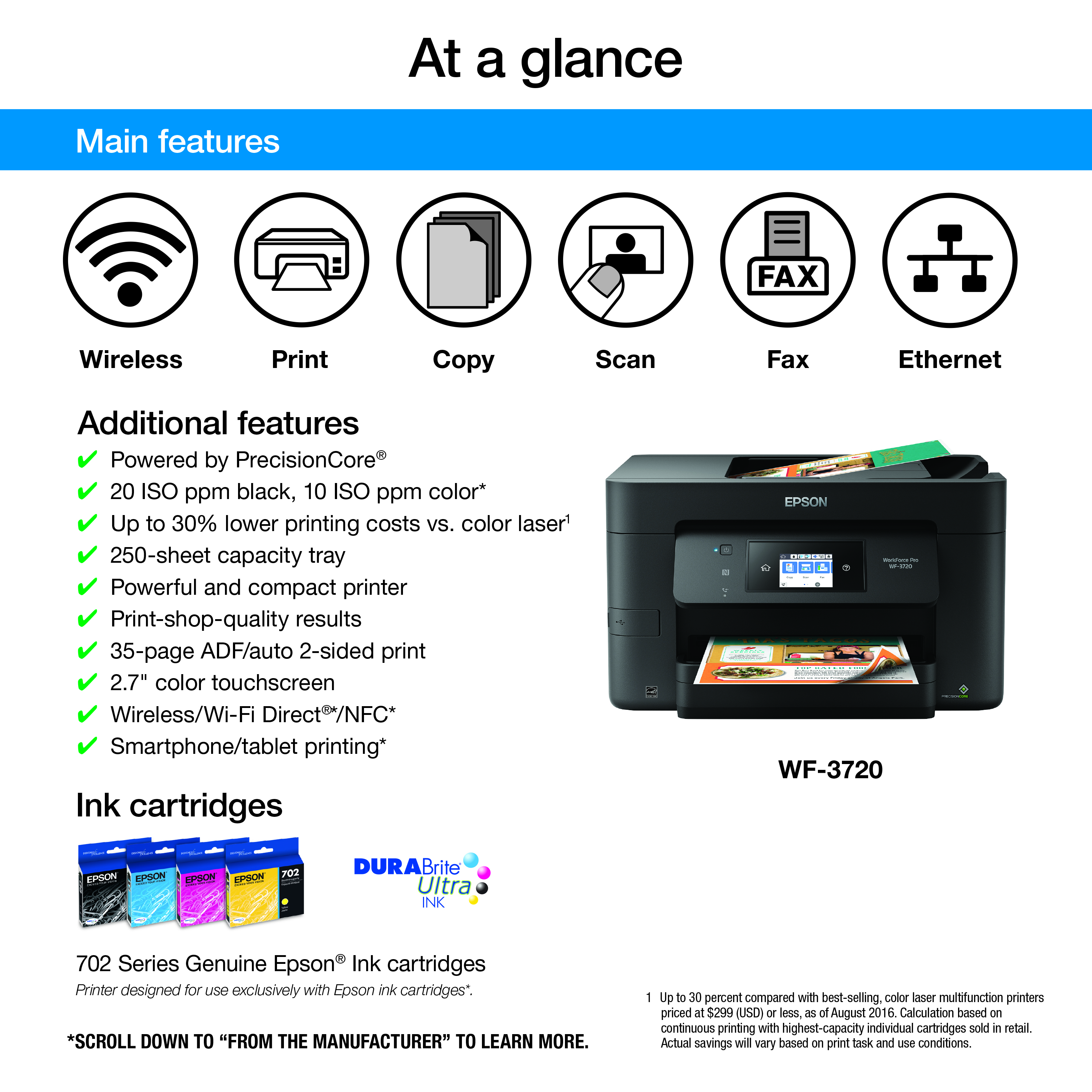 Epson WorkForce Pro WF-3720 Wireless All-in-One Color Inkjet Printer - image 2 of 5