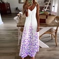 thumbnail image 2 of Ecqkame Womens Summer Dresses Summer Fashion Printed V-Neck Sleeveless Suspenders Pullover Dress Sun Dresses for Women 2024 Purple B XL on Clearance, 2 of 5
