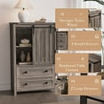thumbnail image 3 of Cómoda Alta de 5 Cajones Estilo Granja - Mueble Organizador con Puerta Deslizante Tipo Granero, Compartimento de Almacenamiento y Repisa Ajustable - Acabado Teca, 3 of 8