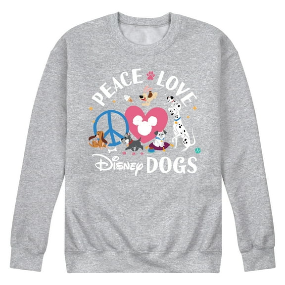 Disney Classics - Cats & Dogs - Peace Love Disney Dogs - Men's Crew Neck Fleece Pullover