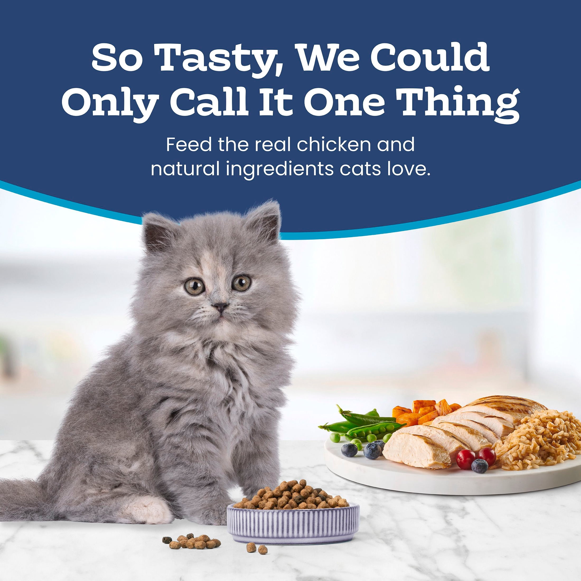 (4 pack) Blue Buffalo Tastefuls Kitten Food with DHA, Dry Cat Food, Chicken & Brown Rice, 7lb Bag