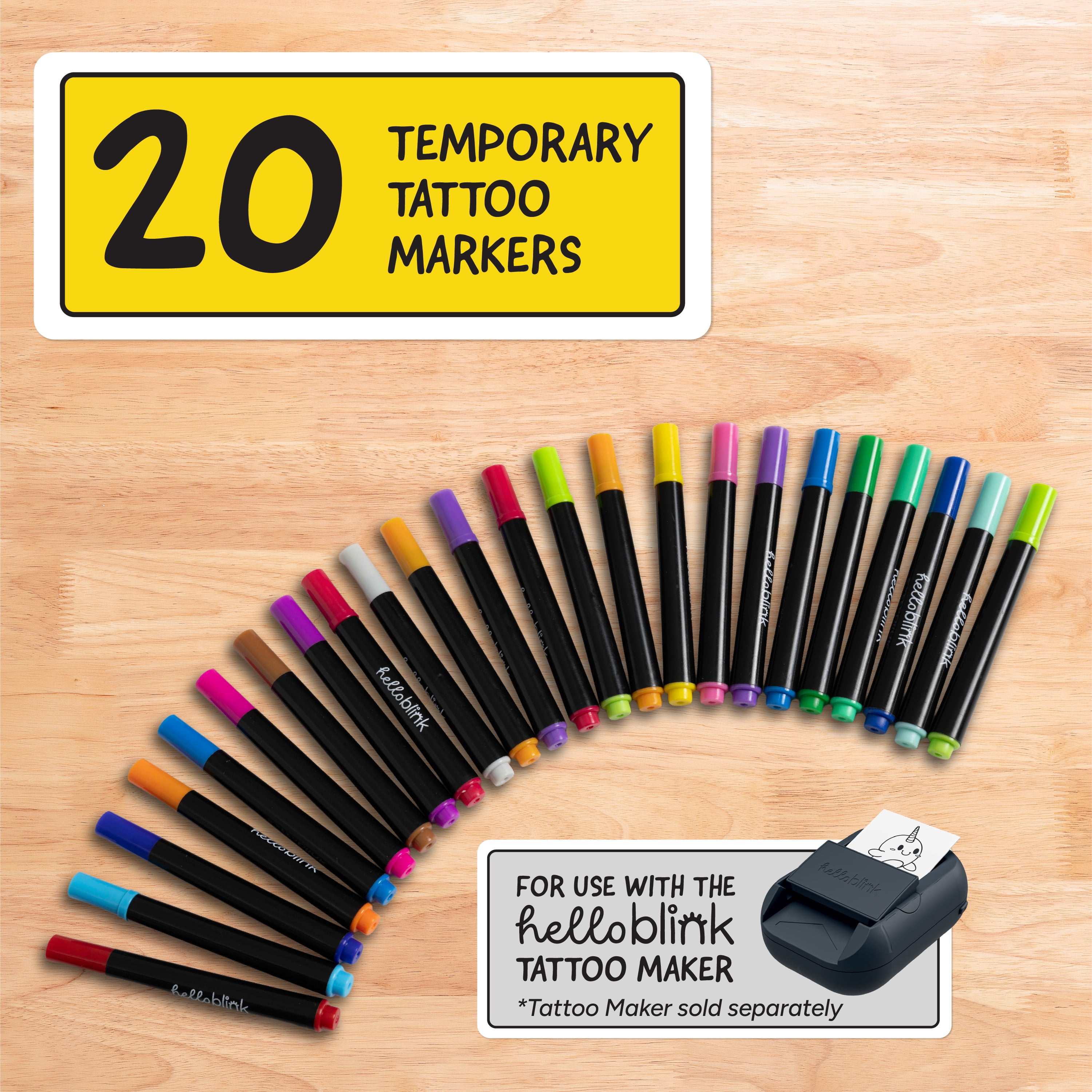 Hello Blink Tattoo Maker 20 PC Markers Refill Pack for Children Ages 8+