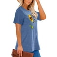 thumbnail image 3 of Anbech Sunflower with Butterflies Plus Size T-Shirts for Women Graphic Sunflower And Butterfly Print Oversize Short Sleeves T-Shirt with Round Neck, 3 of 4