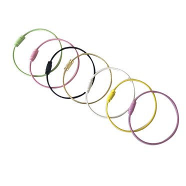 10 Pcs Anneaux de Clé en Fil d'Acier Inoxydable Boucles Étiquettes de Bagages Robustes Boucles Gardiens d'Identification (Couleur Aléatoire)