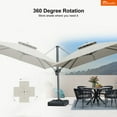 thumbnail image 3 of PURPLE LEAF 10 Feet Sunbrella Cantilever Umbrella Outdoor Double Top Large Hanging 360-degree Rotation Square Grey Aluminum Patio Umbrella for Patio Deck Pool Garden Backyard Cast Ash, 3 of 10
