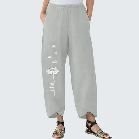 SMihono Linen Pants Women Fashion Plus Size Casual Loose Fashion