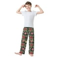 thumbnail image 2 of FORMRS Boys Pajama Pants with Pockets Size 9-10Y Kids Lounge Sleep Bottoms, Black Christmas Holly, 2 of 8