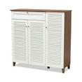 thumbnail image 2 of Baxton Studio Coolidge Modern and Contemporary Walnut Finished 11-Shelf Wood Shoe Storage Cabinet with Drawer, 2 of 7