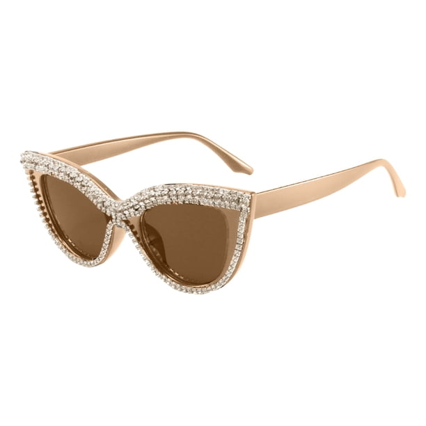 Gafas de sol con incrustaciones de moda para mujeres Floral Cat Eye Design Ballroom Ready Flat Lens European & Style