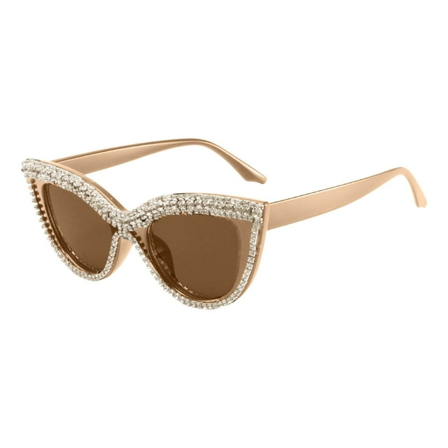 Gafas de sol con incrustaciones para mujer Diseño floral de ojo de gato Lentes planas listas para el baile Estilo europeo