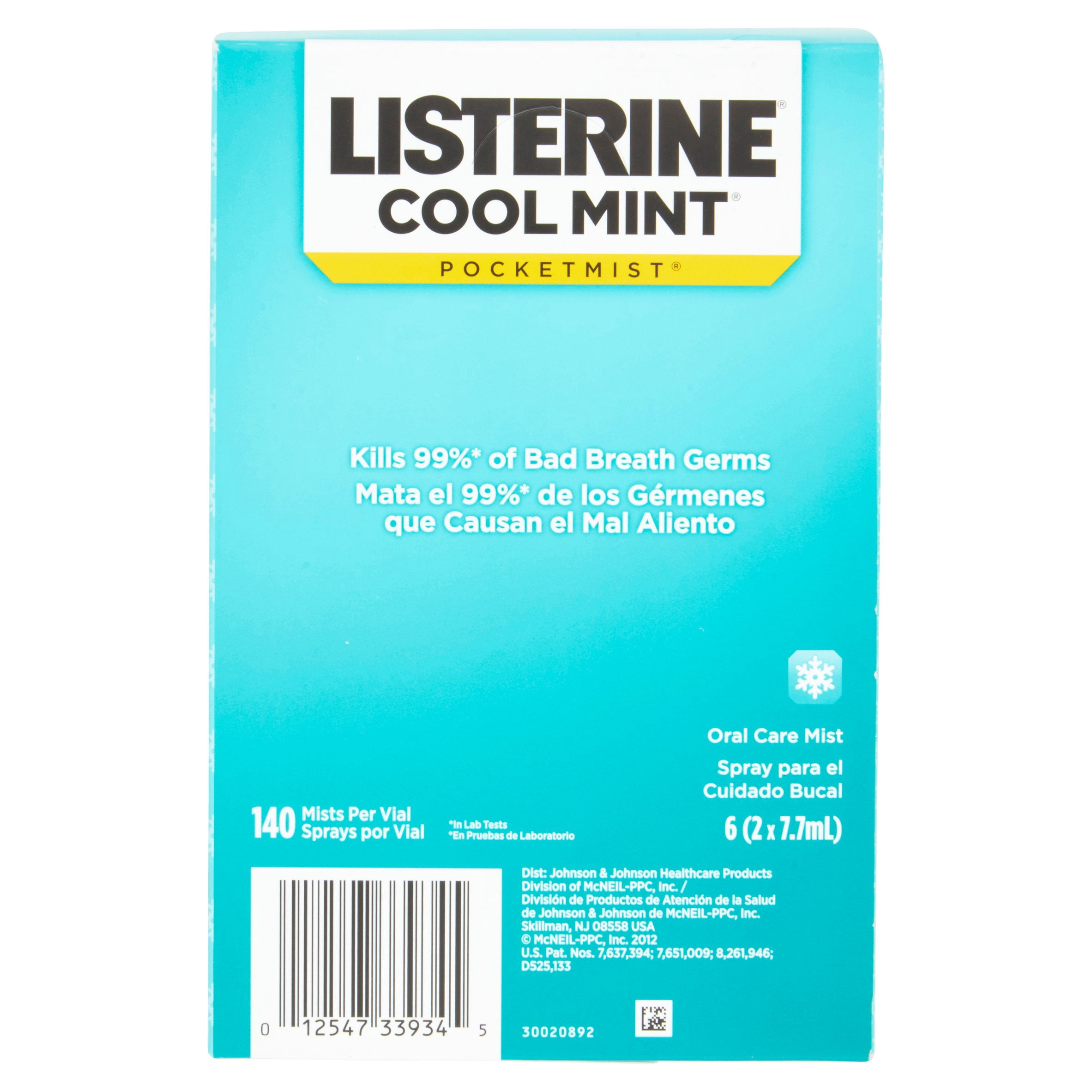 Listerine Pocketmist Cool Mint Oral Care Mist, 7.7mL, 2 count, (Pack of 6)