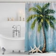 thumbnail image 2 of Coastal Beach Tree Shower Curtain Set - 48" x 72" Washable Bathtub Curtain with 12 Hooks, Ocean Tropical Palm Starfish Blue Green Waterproof Fabric Stall Shower Curtains for Bathroom/Bathtub Décor, 2 of 6
