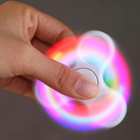 LED Light Fidget Tri-Spinner by Fidget Werks -  Bright Multi-color Built -in LED Lights EDC Hand Spinner For Autism and ADHD Relief Focus Anxiety Stress Toys