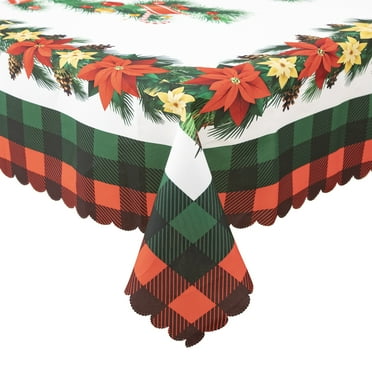 RAY STAR Christmas Table Cloth for Rectangle Table 60x84 Polyester Machine Washable Table Cloths, Thick Can not See Through Heavy Duty Tablecloth