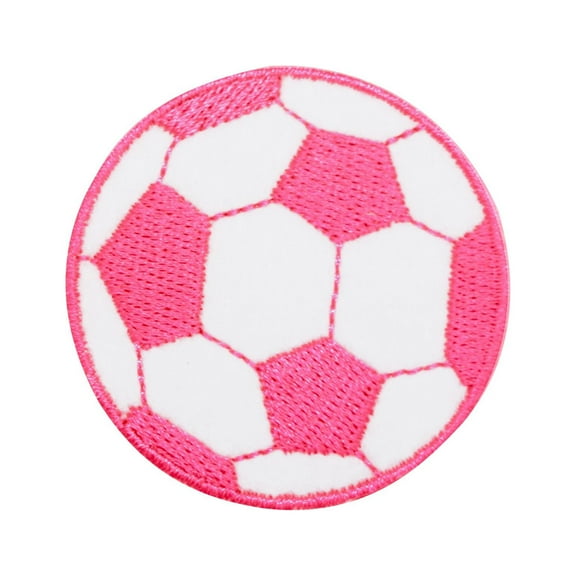 Medium - Soccer Ball - Neon Pink - Futebol Iron on Applique/Embroidered Patch