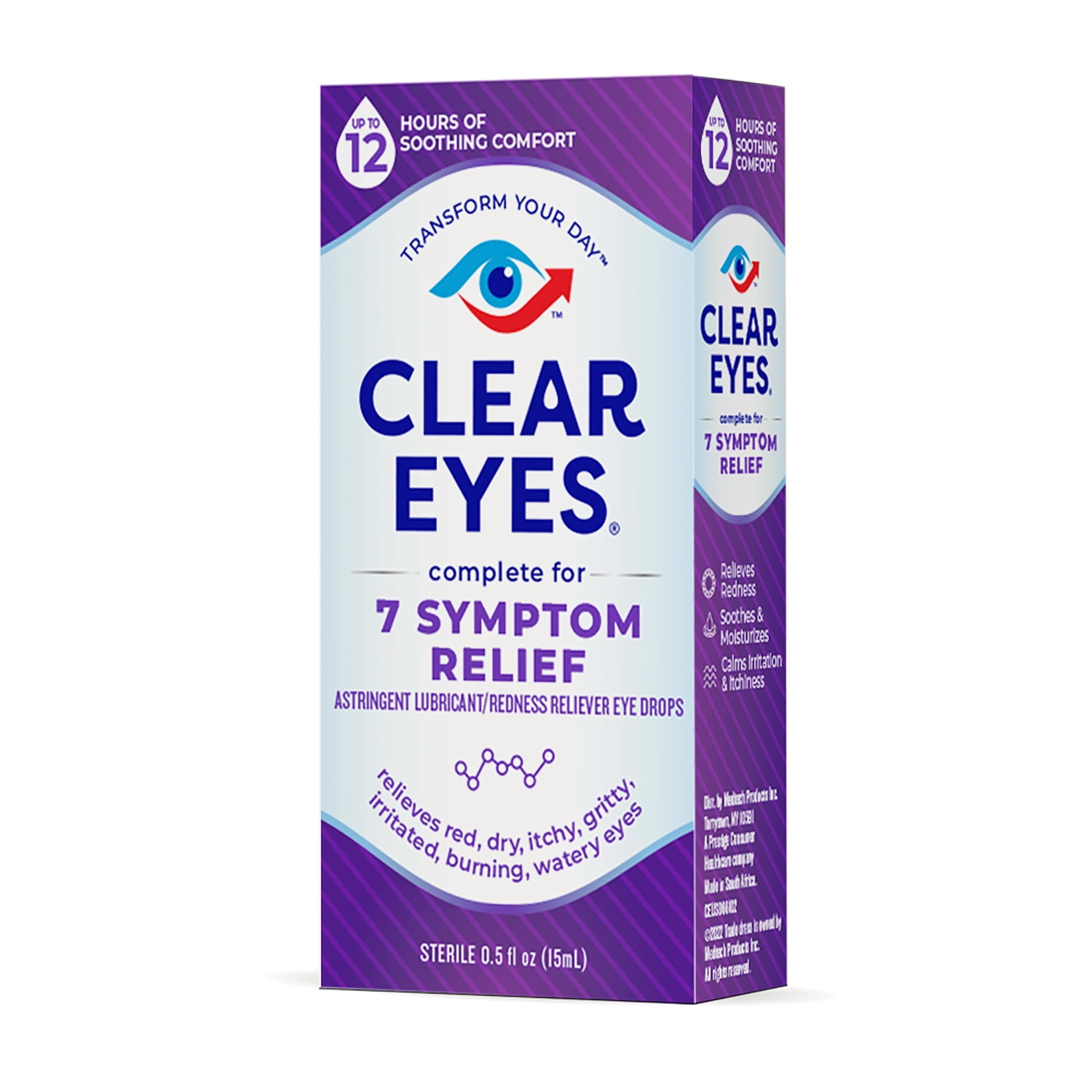 (2 pack) Clear Eyes 7 Symptom Relief Lubricant Eye Drops, 0.5 fl oz