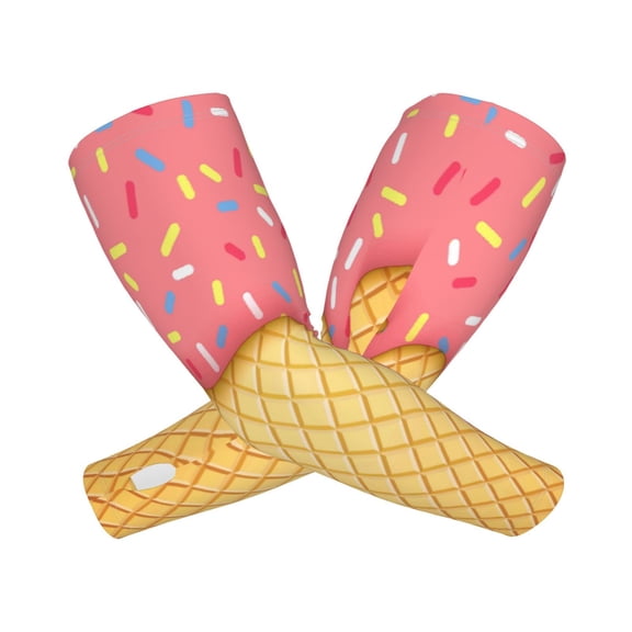Vsdgher Pink Ice Cream Pattern Cooling Arm Sleeves for Men & Women, Breathable, UV Sun Protection, Sports Arm Sleeves for Women, Men & Youth