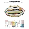 thumbnail image 4 of Tote Bag for Women - Colorful Spots Pattern Shoulder Bag - Large Utility Work Duffle Bag with Zipper Handbag for Travel, Work, Sprots, 4 of 5