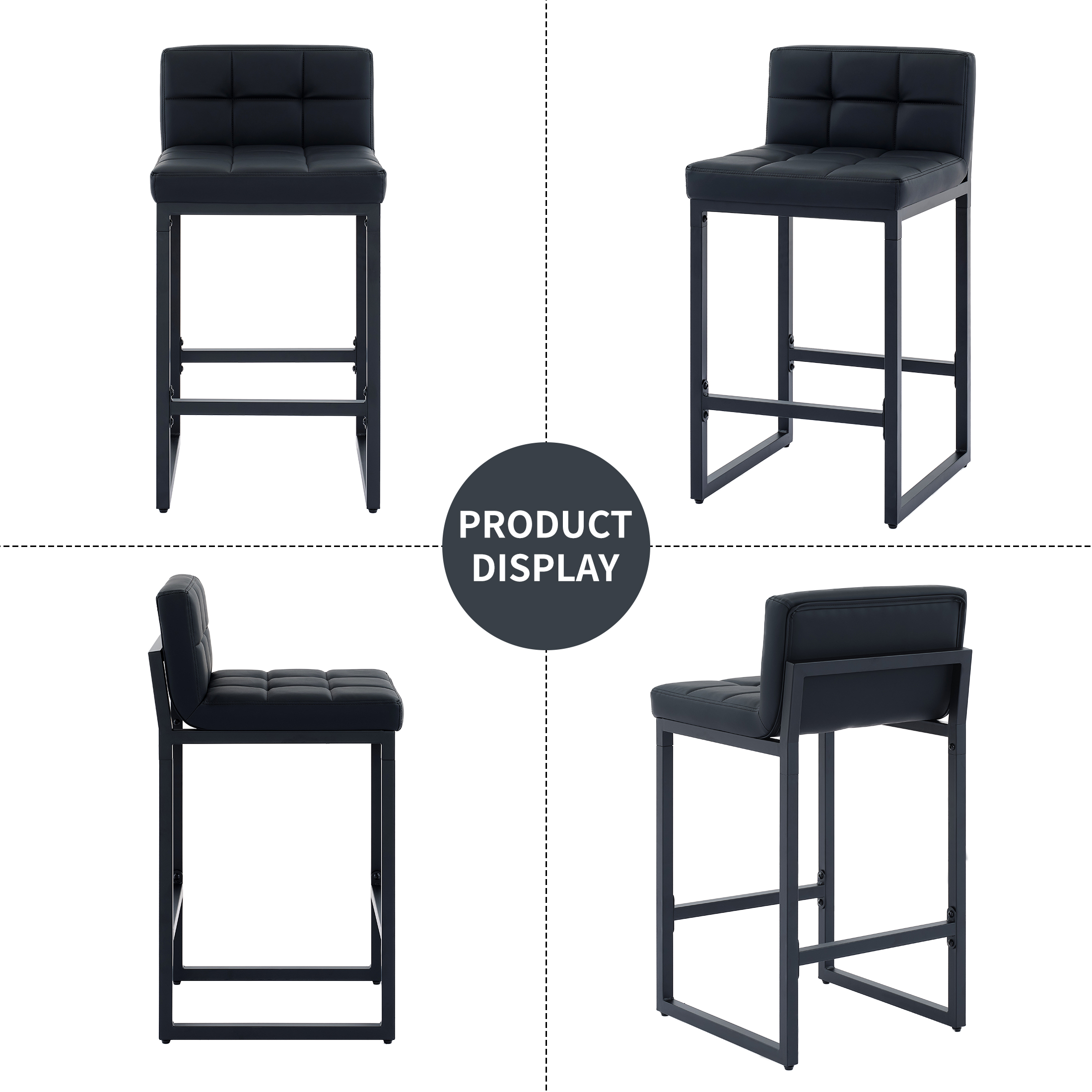 FIRAVOE Counter Height Bar Stools with Back Set of 3, Black photo 6